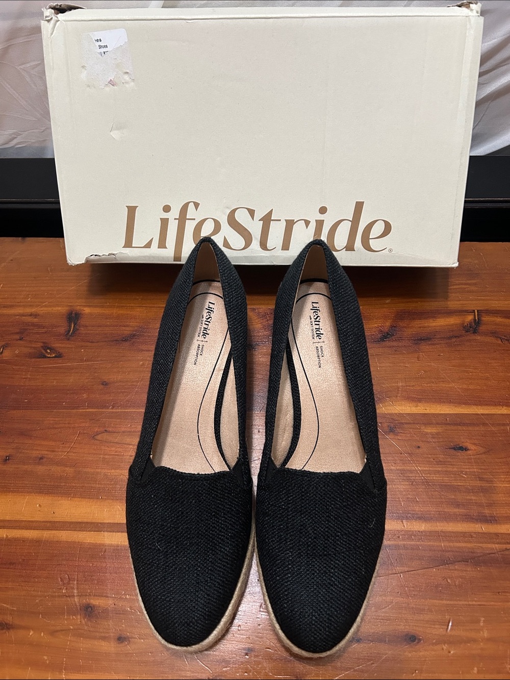 Life Stride Black Slip-On Flats with Textured Upper
